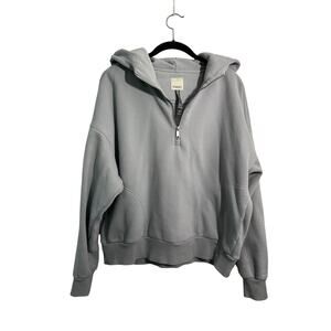 Vuori Women Pullover Half Zip Hoodie Gray Organic Cotton Blend Large